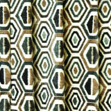 Bottle Green Geometric Digital Printed Velvet Curtain Panels