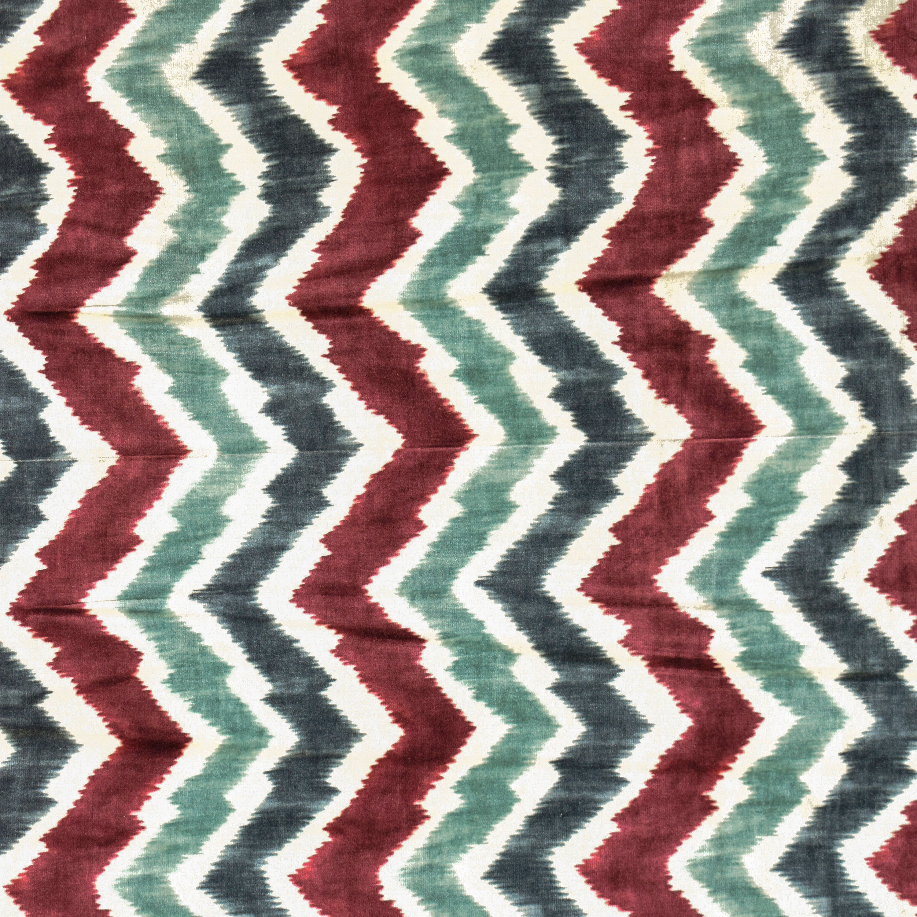 Teal N Burgundy Chevron Digital Print Velvet Curtain Panels