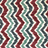 Teal N Burgundy Chevron Digital Print Velvet Curtain Panels