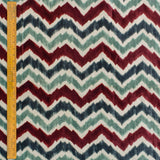 Teal N Burgundy Chevron Digital Print Velvet Curtain Panels