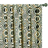 Bottle Green Geometric Digital Printed Velvet Curtain Panels
