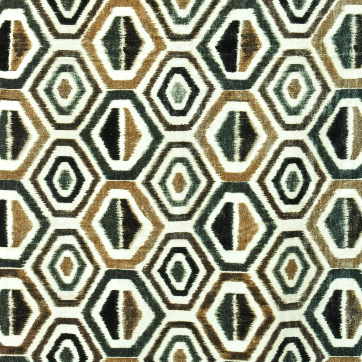 Bottle Green Geometric Digital Printed Velvet Curtain Panels