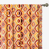 Yellow, Orange Geometric Digital Print Velvet Curtain Panels