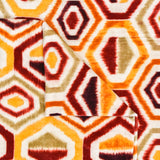 Yellow, Orange Geometric Digital Print Velvet Curtain Panels