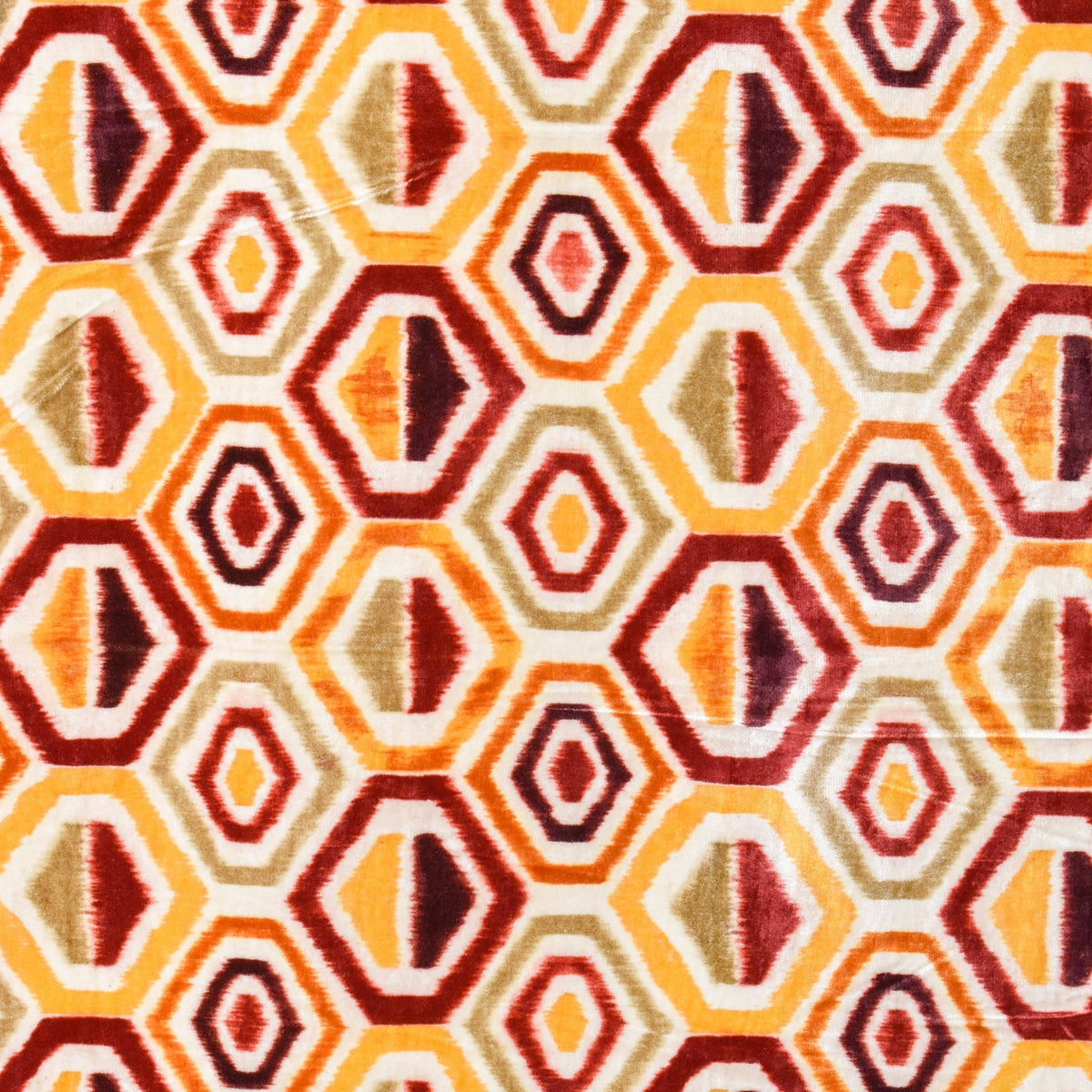 Yellow And Orange Velvet Fabric By The Metre