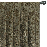Olive Damask Soft Burnout Velvet Curtain Panels
