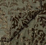 Olive Damask Soft Burnout Velvet Curtain Panels