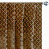 Geometric Brown Jacquard Velvet Fleur De Lis Curtain Panels