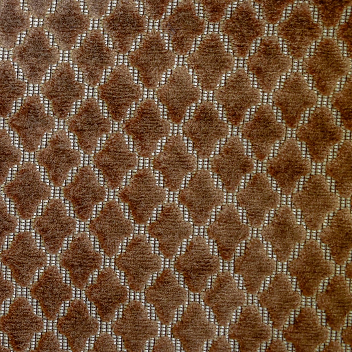 Geometric Brown Jacquard Velvet Fleur De Lis Curtain Panels