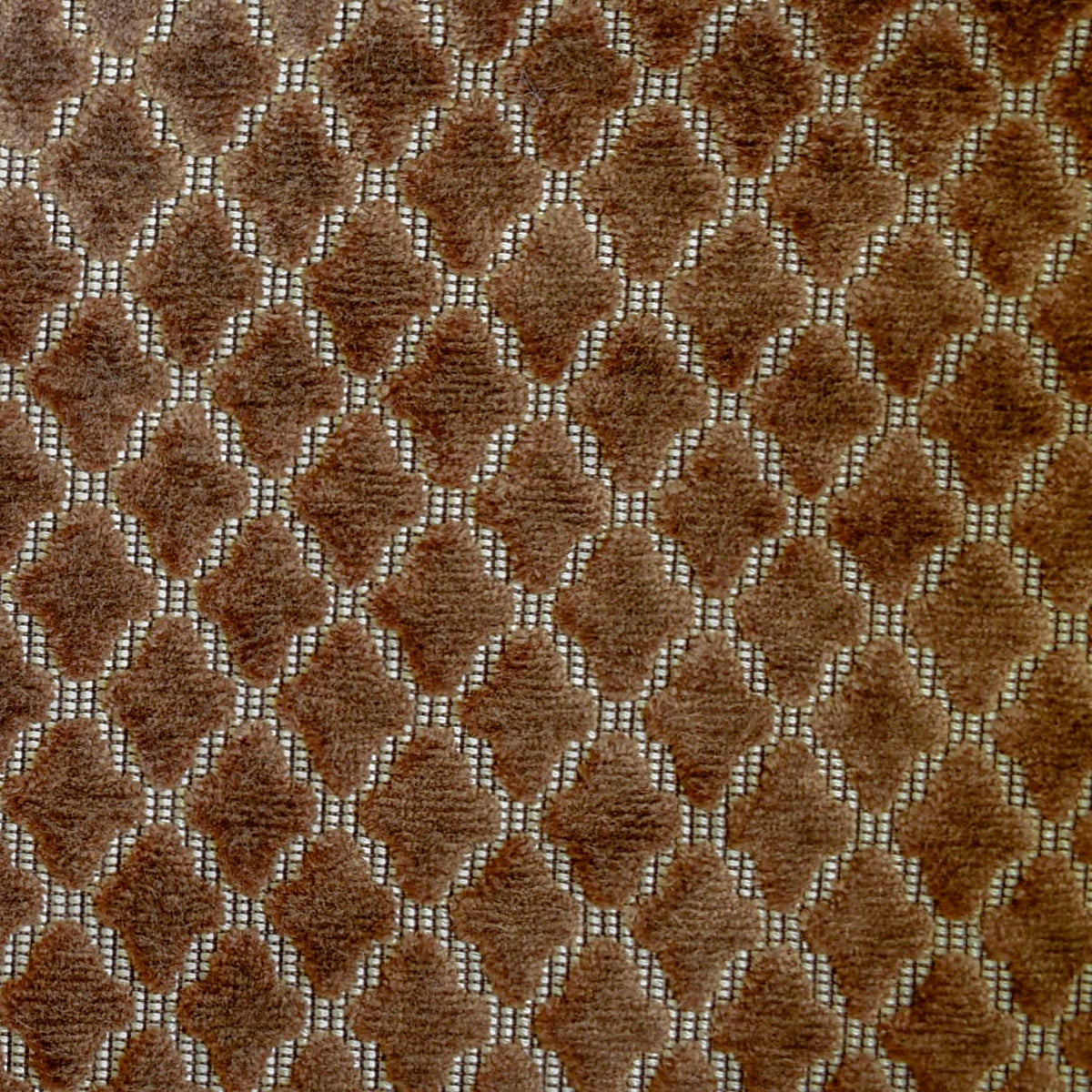 Geometric Brown Jacquard Velvet Fleur De Lis Curtain Panels