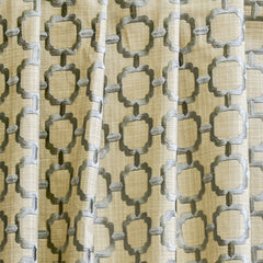 Beige Medallion Geometric Cotton Embroidered Curtain Panels