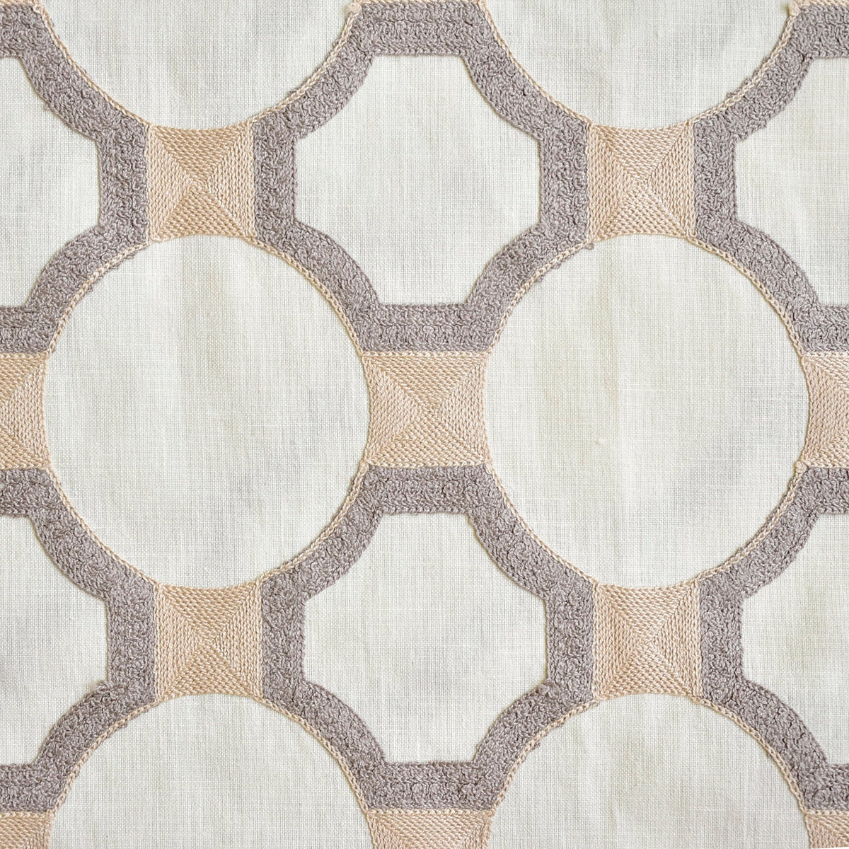 Ivory Medallion Geometric Cotton Embroidered Curtain Panels