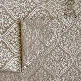 Pearl Beige Floral Polyester Viscose Woven Curtain Panels