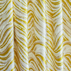 Chartreuse Waves Polyester Cotton Woven Curtain Panels