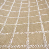 Beige Leafy Diamond Chain Stitch Embroidery Curtain Panels