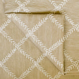 Beige Leafy Diamond Chain Stitch Embroidery Curtain Panels