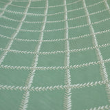 Duck Egg Leafy Diamond Chain Stitch Linen Curtain Panels