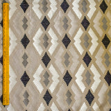 Beige Aztec Geometric Cotton Embroidered Curtain Panels