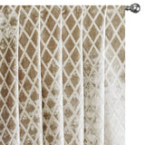 Geometric Diamonds Beige Jacquard Cut Velvet Curtain Panels