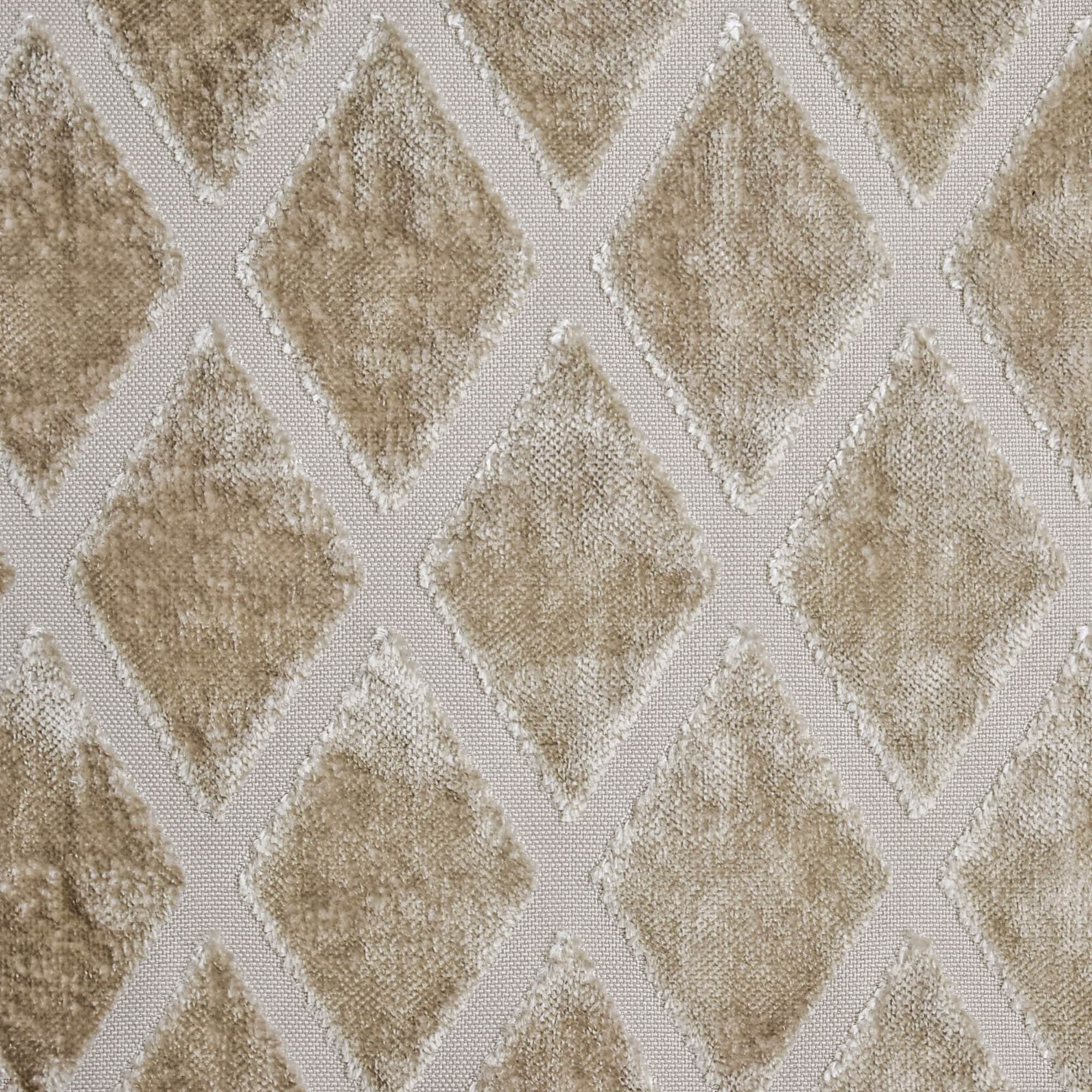 Geometric Diamonds Beige Jacquard Cut Velvet Curtain Panels