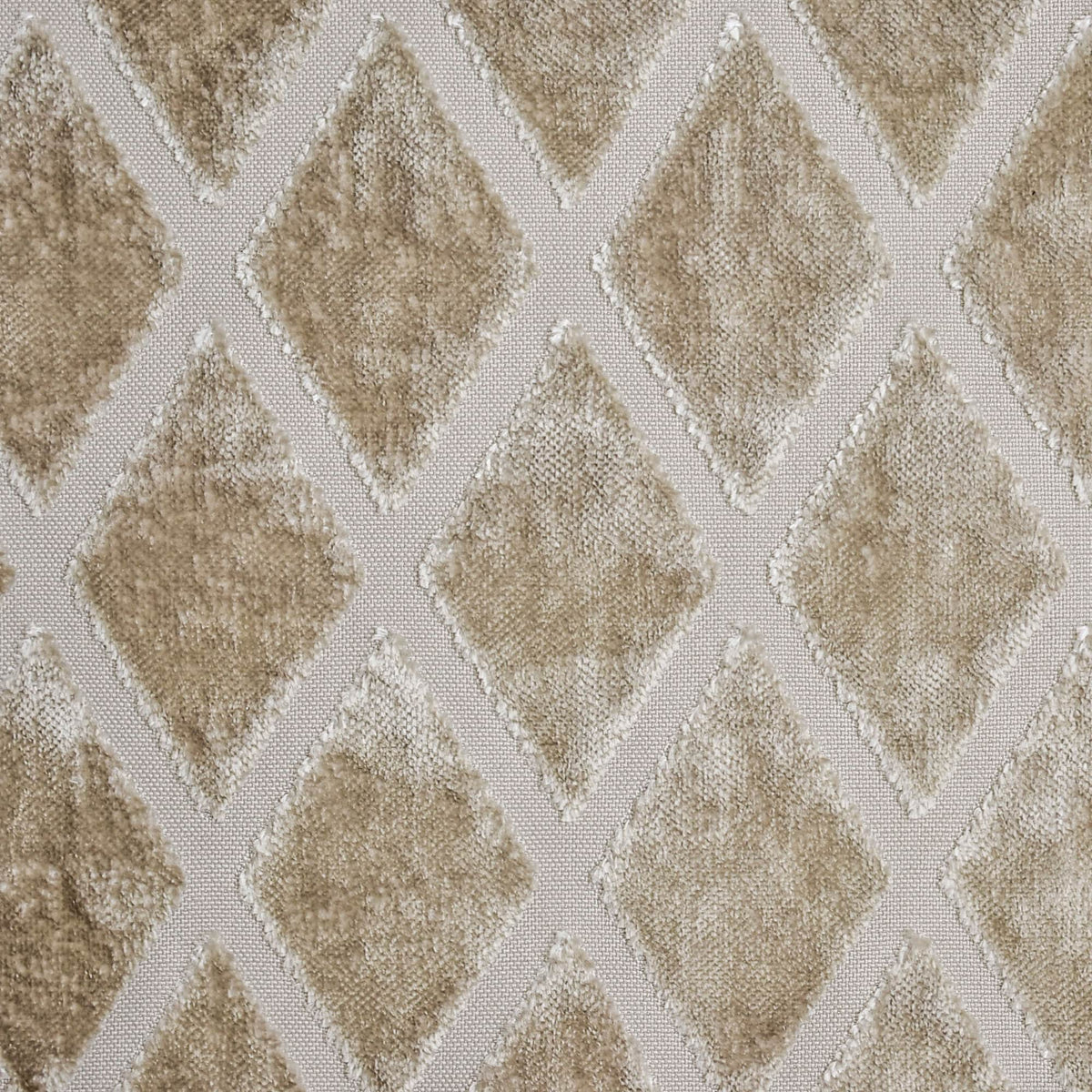 Geometric Diamonds Beige Jacquard Cut Velvet Curtain Panels