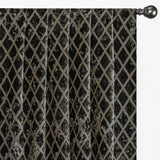 Geometric Diamonds Charcoal Jacquard Velvet Curtain Panels
