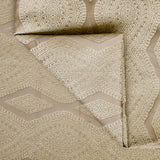 Beige Geometric Viscose Embroidered Woven Curtain Panels