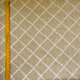 Beige Leafy Diamond Chain Stitch Embroidery Curtain Panels