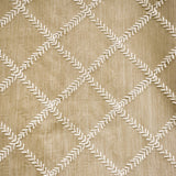 Beige Leafy Diamond Chain Stitch Embroidery Curtain Panels