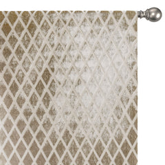 Geometric Diamonds Beige Jacquard Cut Velvet Curtain Panels