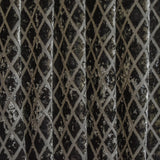 Geometric Diamonds Charcoal Jacquard Velvet Curtain Panels