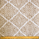 Beige Damask Jacquard Velvet Geometric Curtain Panels