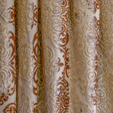 Light Brown Damask Jacquard Velvet Geometric Curtain Panels