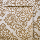 Beige Damask Jacquard Velvet Geometric Curtain Panels