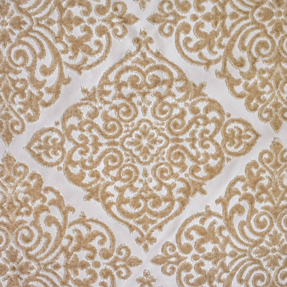 Beige Damask Jacquard Velvet Geometric Curtain Panels