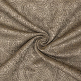 Beige Damask With Copper Lurex Zari Woven Curtain Panels