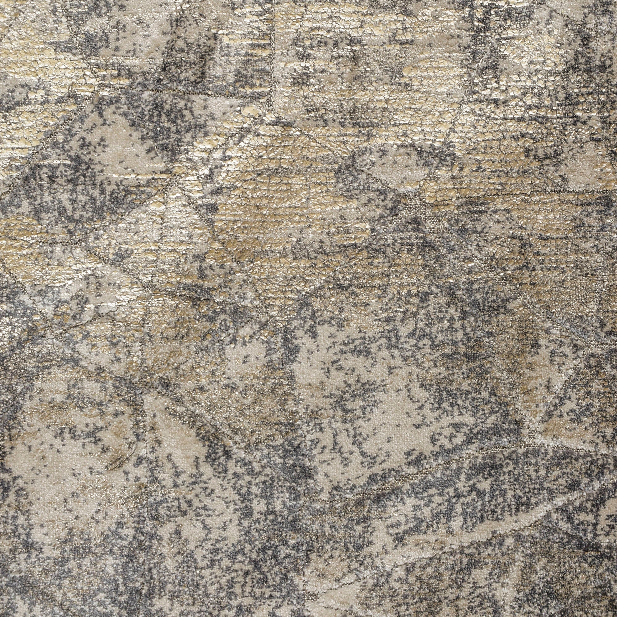 Beige Mosaic Foil Velvet Printed Textured Curtain Panels
