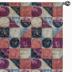 Squares N Circles Burgundy Printed Cotton Curtain Panels