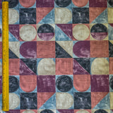 Squares N Circles Burgundy Printed Cotton Curtain Panels