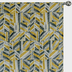 Chartreuse Abstract Grey Printed Cotton Curtain Panels