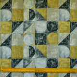 Chartreuse Shapes Grey Printed Cotton Curtain Panels