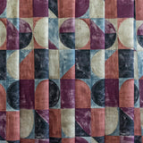 Squares N Circles Burgundy Printed Cotton Curtain Panels