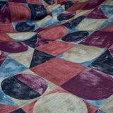 Squares N Circles Burgundy Printed Cotton Curtain Panels