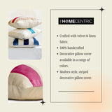 Velvet Band Navy - Navy Velvet & Linen Throw Cushion Cover