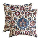 Zahara - Blue & Rust Velvet Throw Cushion Cover