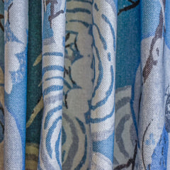 Birds In Blue Sky Printed Cotton Curtain Panels