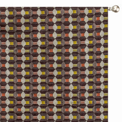 Brown Color Pop Geometric Jacquard Velvet Curtain Panels