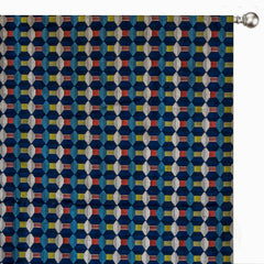 Navy Blue Color Pop Geometric Jacquard Velvet Curtain Panels