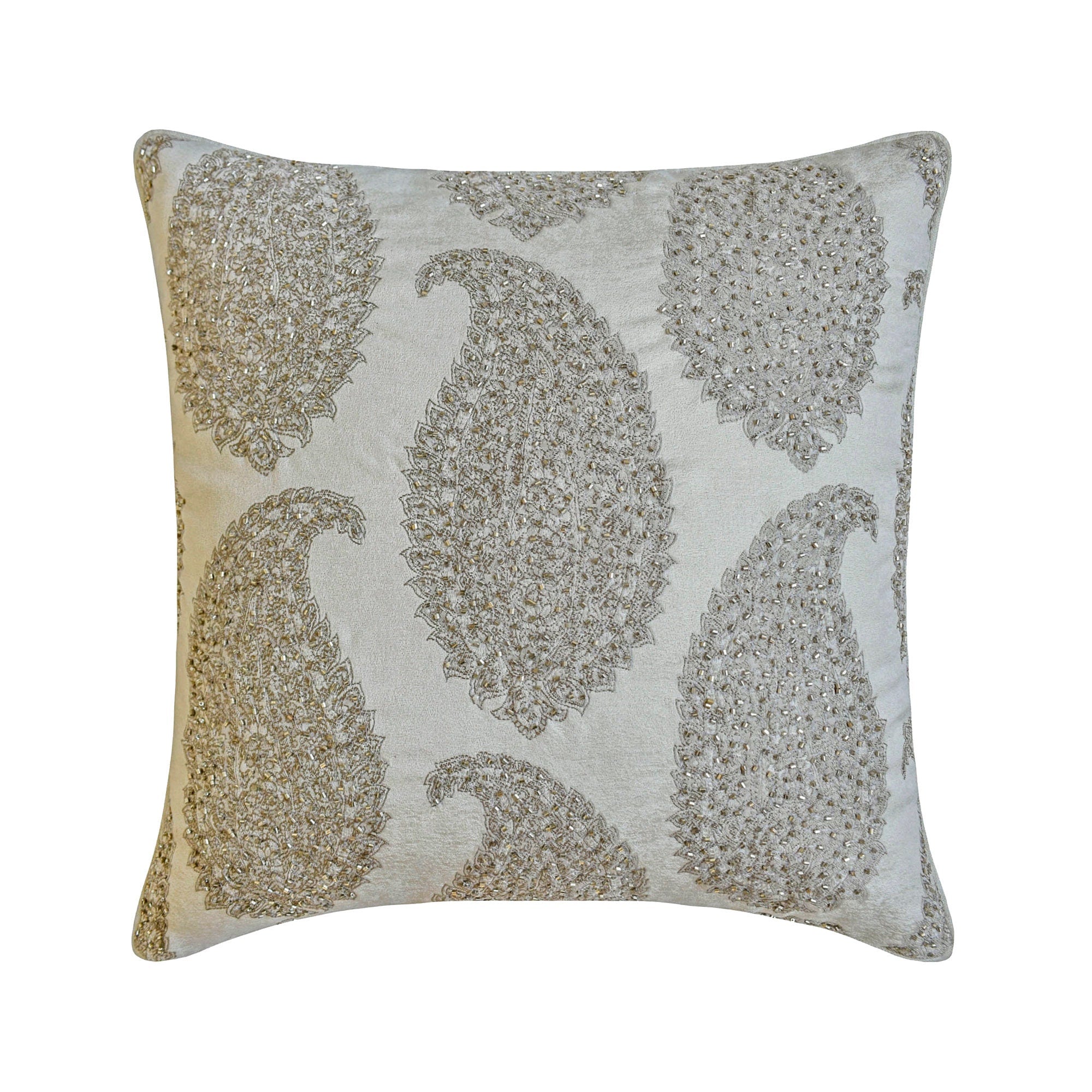 Paisley Silver Queen Throw Cushion Cover