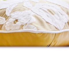 Snowy Blossoms - Beige Velvet Throw Cushion Cover